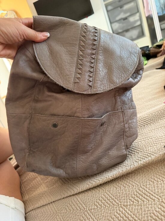 Day & Mood Leather Backpack Braided Flap Snap Drawstring Pockets Gray Bohemian main image 10